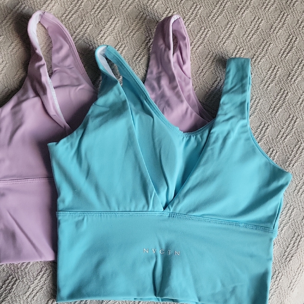 NVGTN Sports Bras - Aqua and Lavender